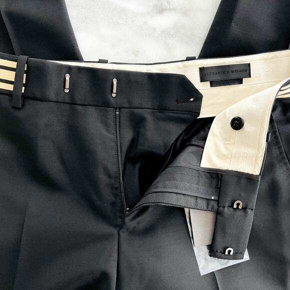 Alexander McQueen Dress Pant Cigarette Flat Front Trouser Wool Black 44 NEW $990 - Picture 11 of 13